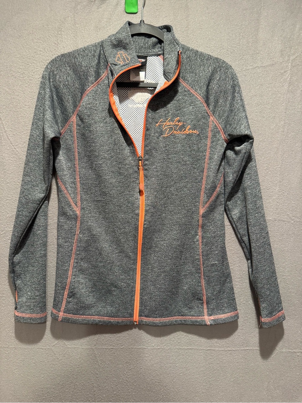 Harley-Davidson Gray Full-Zip Jacket with Orange Trim